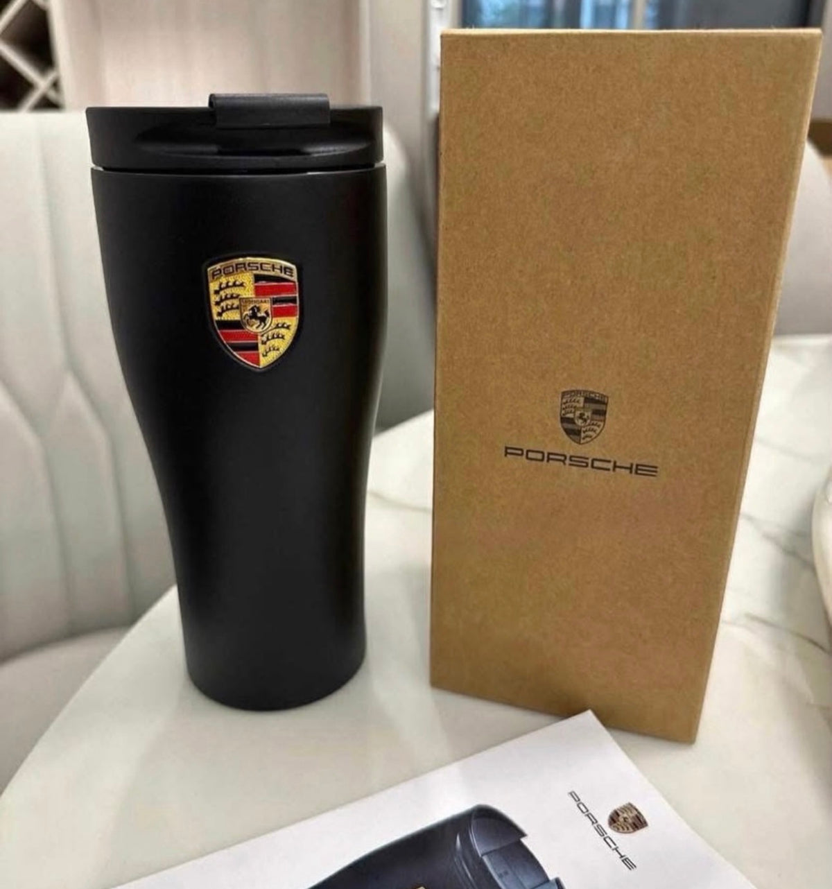 მატი შავი Porsche-ს  თერმოსის ჭიქა