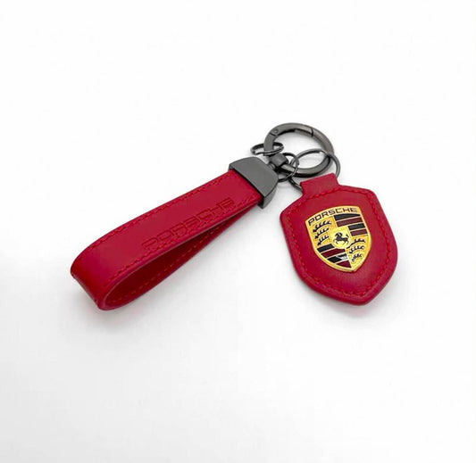 Burgundy leather keychains