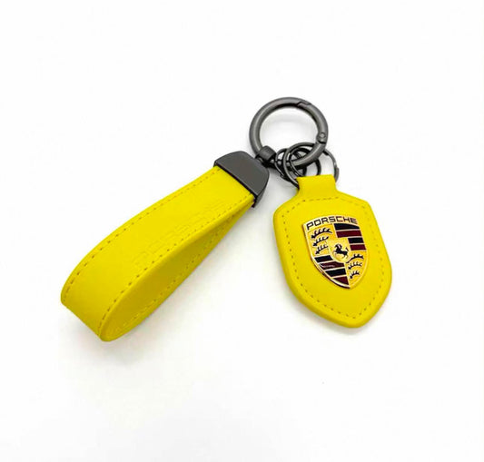 Yellow leather keychains